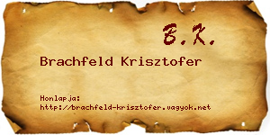 Brachfeld Krisztofer névjegykártya